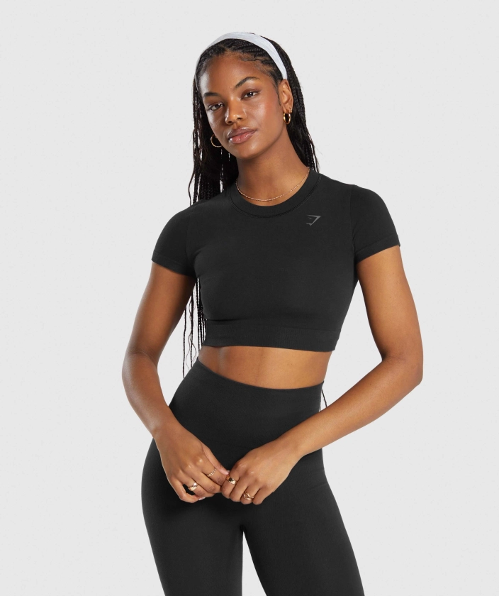 Gymshark Cotton Seamless Crop Top - Black