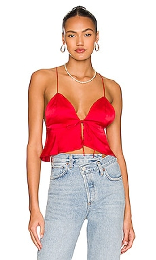 superdown Isla Satin Top in Red from Revolve.com