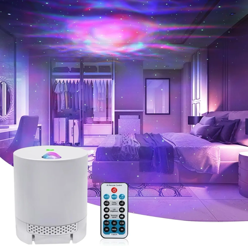 CAIYUE Projecteur Ciel Etoile, Ocean Wave Galaxy Light avec télécommande, nébuleuse pour Chambre d'enfants avec Vitesse et luminosité réglables,Projecteur Étoile, Lampe Projecteur LED Étoile