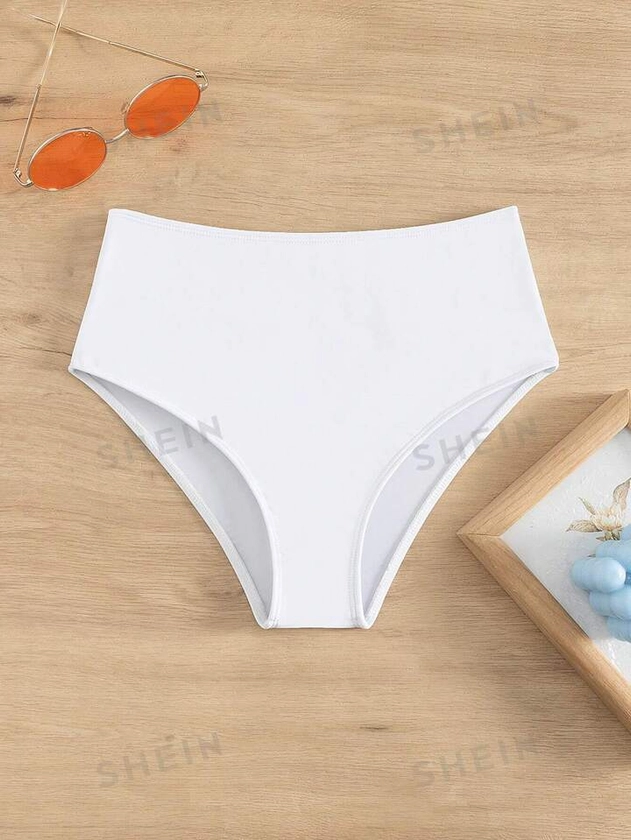 SHEIN Swim Basics Solid High Waisted Bikini Panty