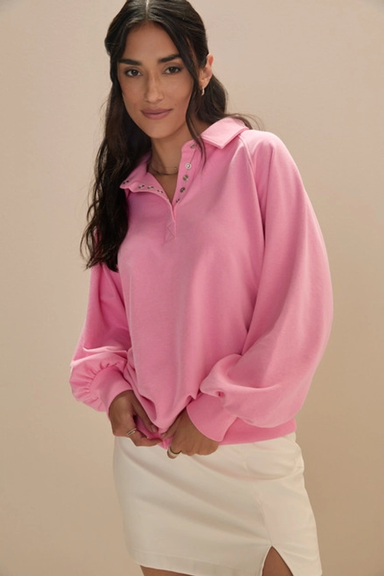 Madelyn Oversized Snap Button Sweatshirt