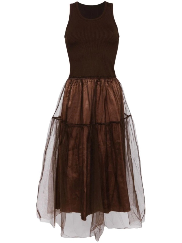 JNBY tulle-inserts Midi Dress | Brown | FARFETCH UK