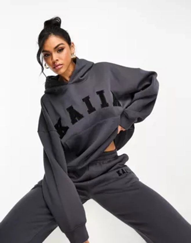 Kaiia logo oversized hoodie co-ord in dark grey | ASOS