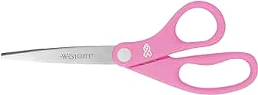 Westcott 15387 8-Inch Pink Ribbon Stainless Steel Scissors For Office and Home