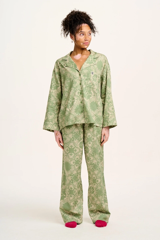 Dreamer - Soft Cotton Pyjama Set in Green Eldorado Print