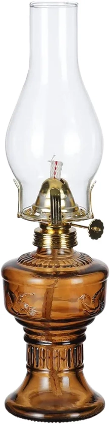 Oil Lamps for Indoor Use, 13" Classic Kerosene Lamp Home Decor Lighting Chamber Oil Lamp Vintage Glass Oil Lantern Hurricane Lamps for Tabletop Decor and Emergency Lighting