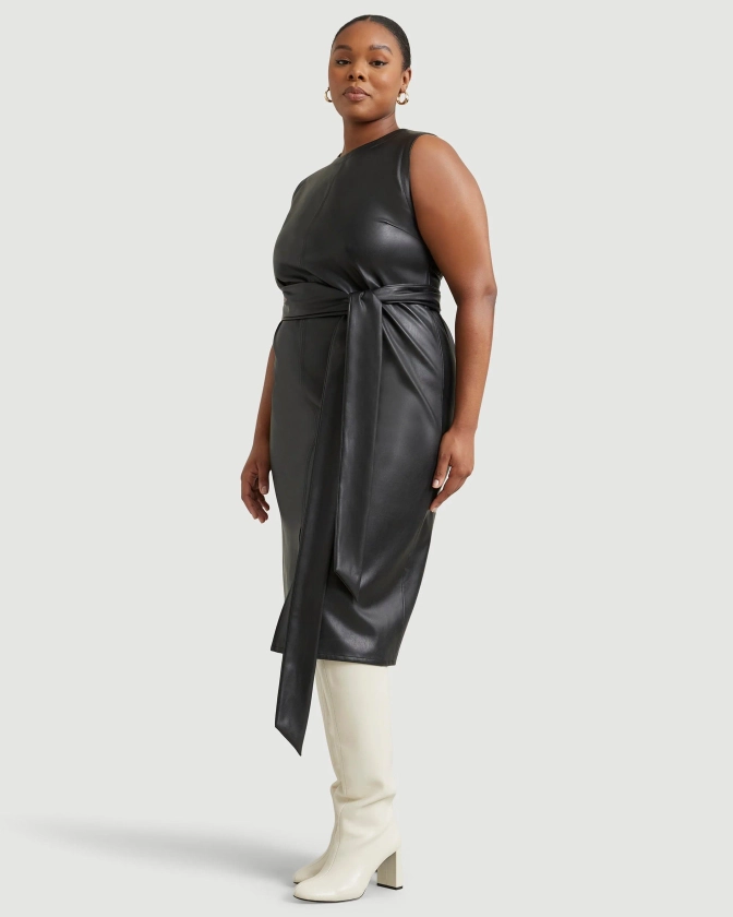 Pilar Vegan Leather Tie-Front Dress