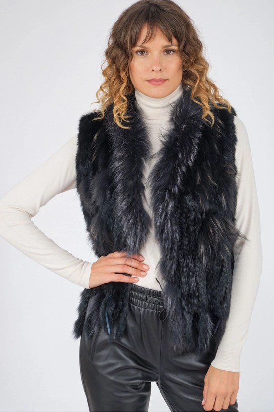 Gilet lapin tricoté noir, Sélection Cesare Nori - 01001L Noir | Cesare Nori