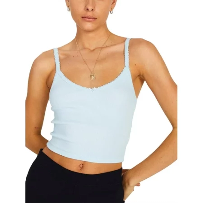 Kmbangi Women Camisole, Spaghetti Straps Backless Bowknot Slim Fit Summer Tops for Casual Daily Party S-L