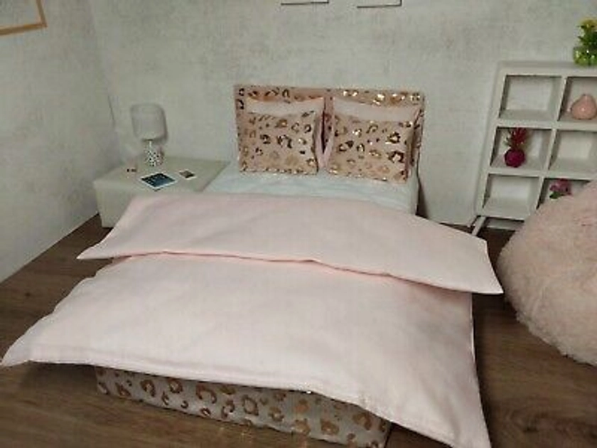 1/6 Leopard Double Bed And Bedding Set For Barbie Dolls ..