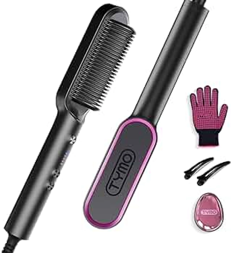 Amazon.com : Hair Straightener Brush, TYMO Ring Hair Straightener Comb Straightening Brush for Women with 5 Temps 20s Fast Heating & Dual Voltage : Beauty & Personal Care
