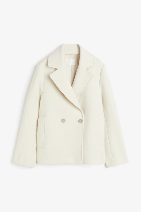 Veste à fermeture croisée - Encolure en V - Manches longues - Crème - FEMME | H&M FR