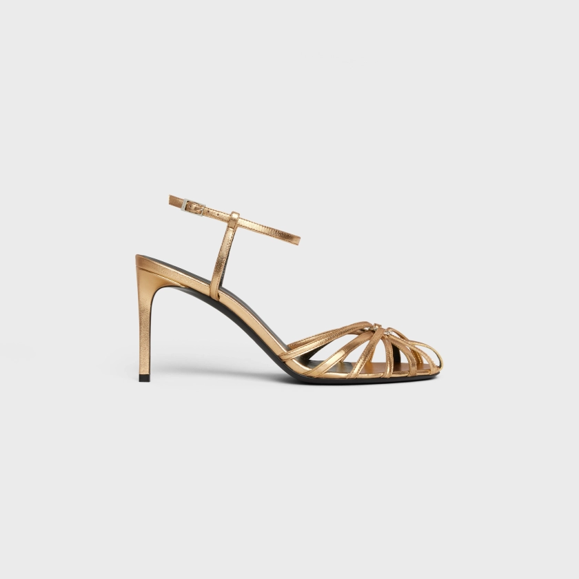 CELINE TRIOMPHE SANDAL IN LAMINATED LAMBSKIN - GOLD | CELINE