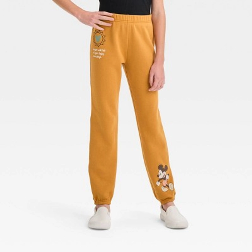 Girls' Disney Mickey & Friends Nature Dreamy Fleece Athletic Jogger Pants - Light Brown XL Plus