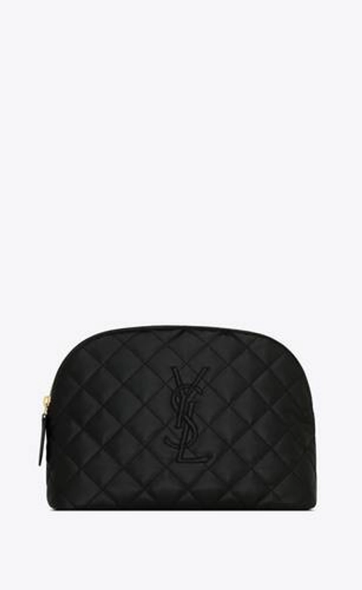 Large cosmetic pouch in quilted leather | Saint Laurent | YSL.com