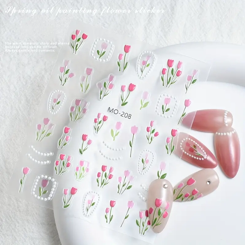 Nail Stickers Spring Small Flower - Temu Australia