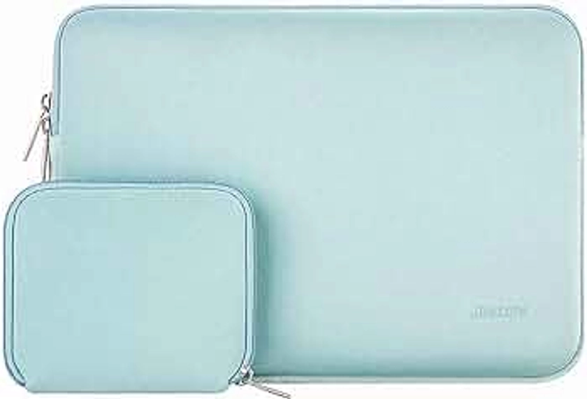 MOSISO Laptop Sleeve Compatible with MacBook Air/Pro, 13-13.3 inch Notebook, Compatible with MacBook Pro 14 inch M3 M2 M1 Chip Pro Max 2024-2021, Neoprene Bag Cover with Small Case, Mint Green