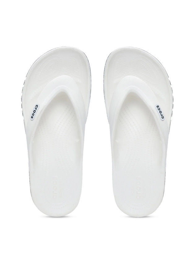 Crocs Unisex White Solid Bayaband Thong Flip-Flops