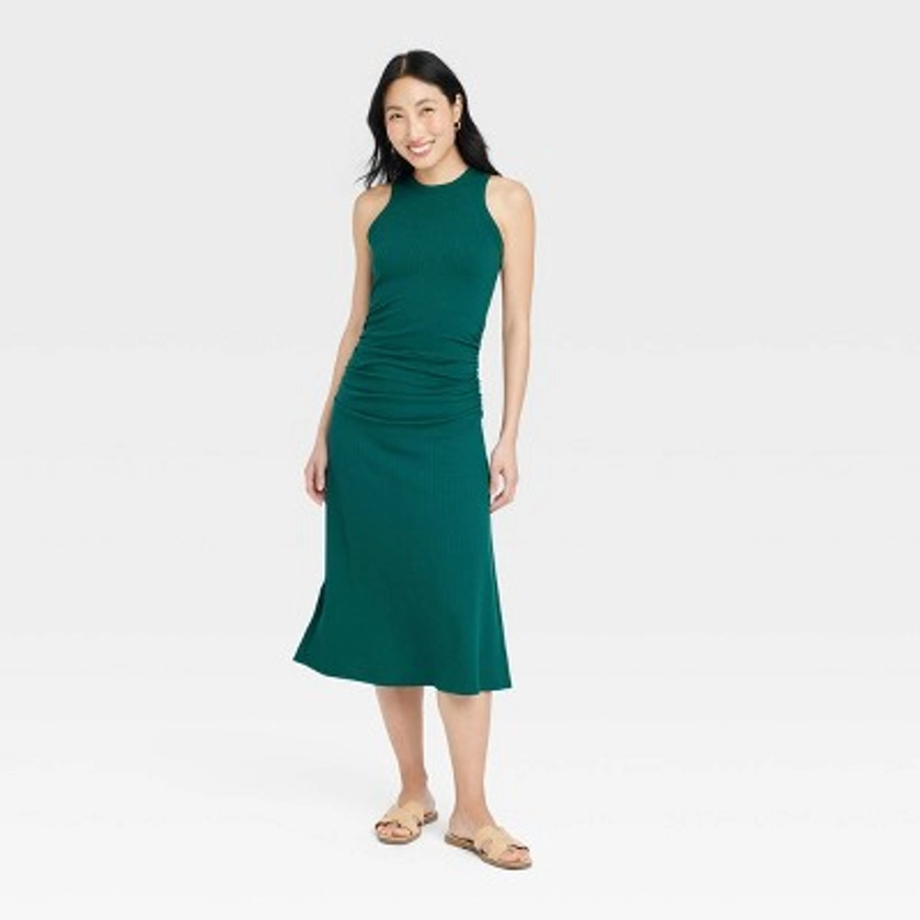 Women's Rib Knit Midi Bodycon Dress - A New Day™ Green L