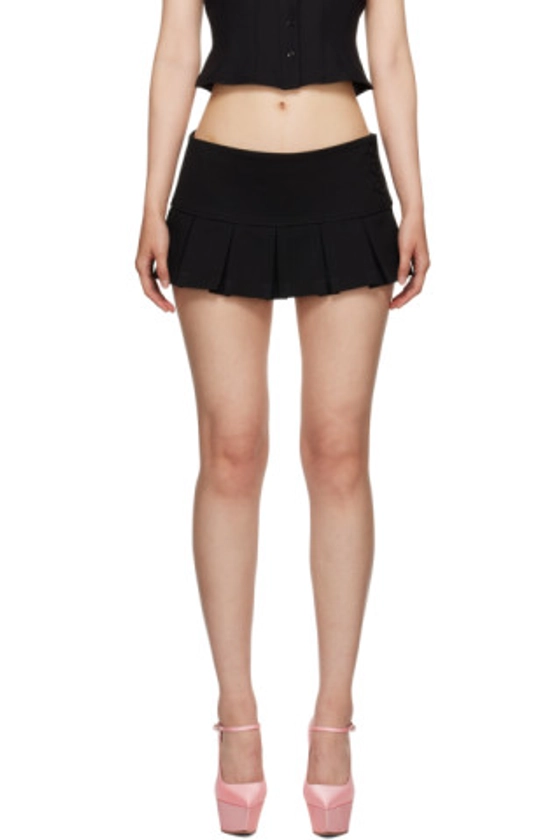 GUIZIO - Black Pleated Miniskirt