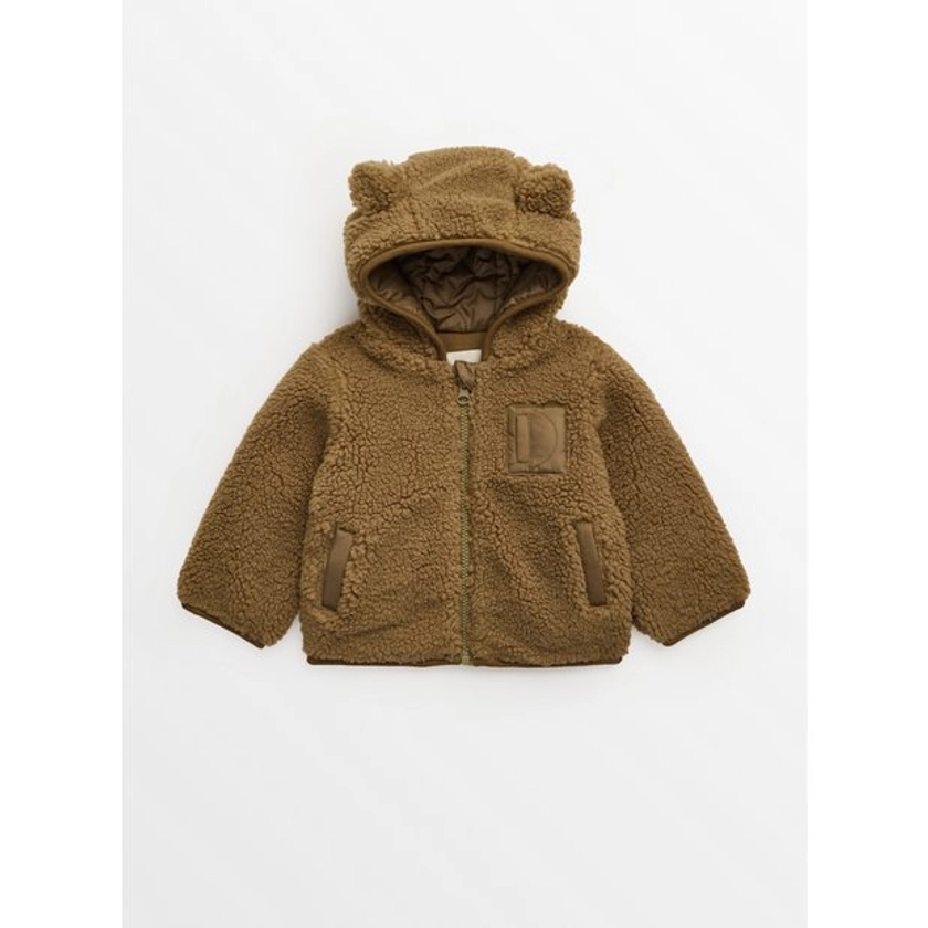 Buy Khaki Borg Fleece Bear Ear Zip-Through Jacket 12-18 months | Coats and jackets | Tu