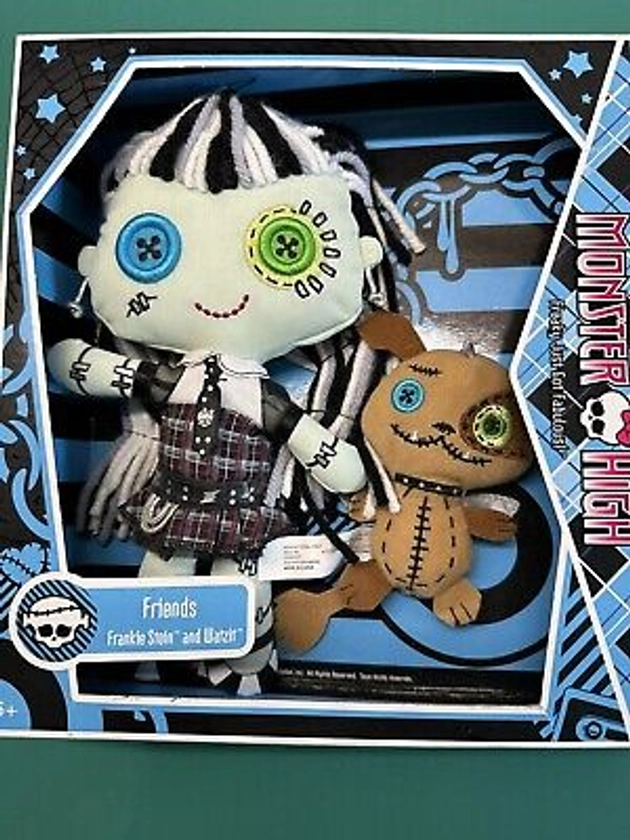 MONSTER HIGH * Friends * Frankie Stein Rag Doll / Watzit Plush Stuffy Dog