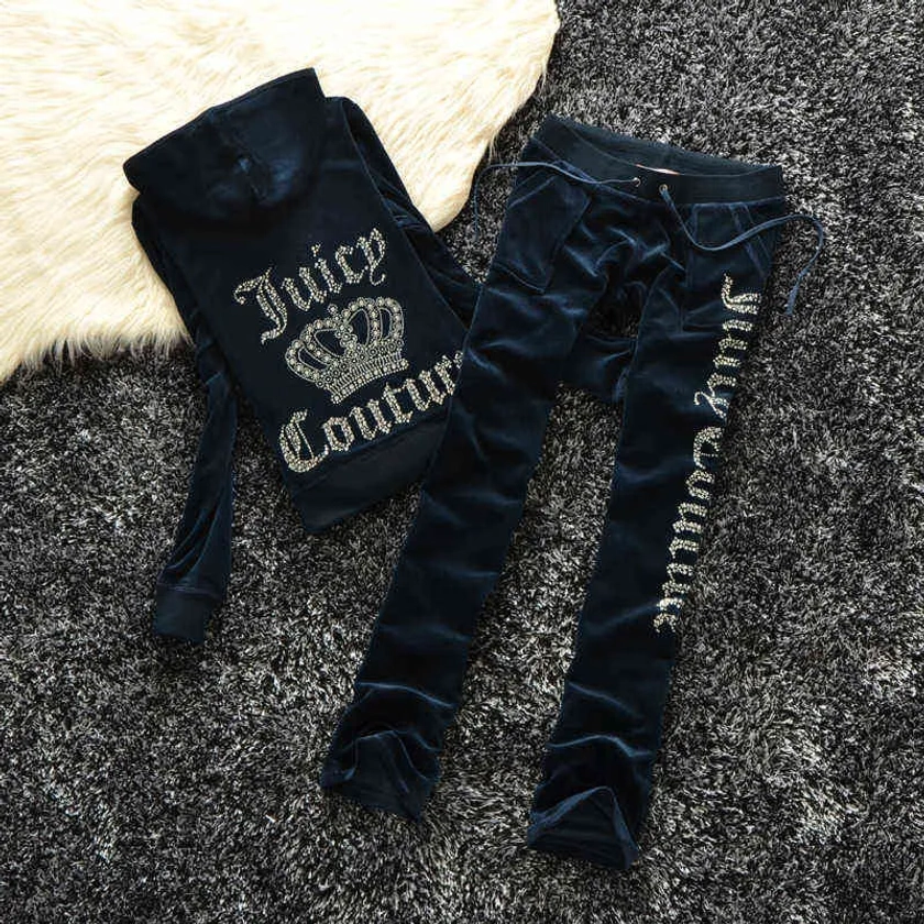 Women's Tracksuits 2024 Summer Brand Sewing 2 Piece Sets Velvet Velour Women Track Suit Hoodies and Pants Met