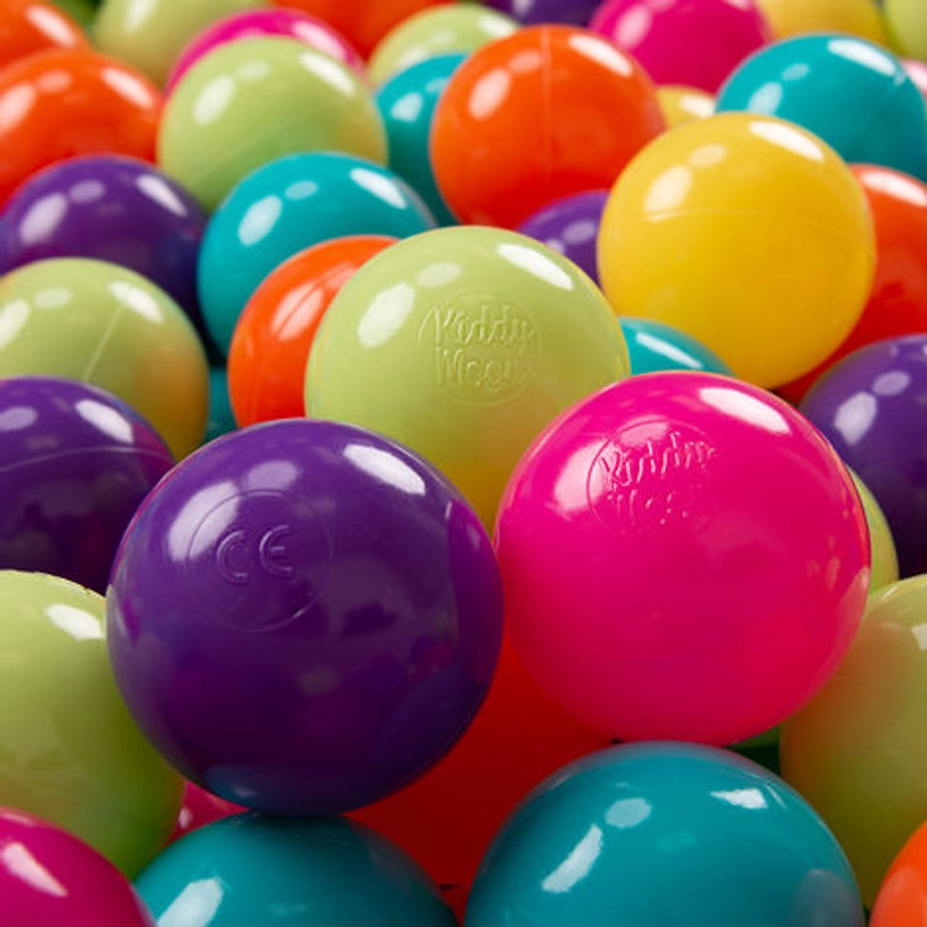 KiddyMoon 200 ∅ 7Cm Balles Colorées Plastique Pour Piscine Enfant Bébé Fabriqué En EU, Vert Clair/Jaune/Turquoise/Orange/Ros Foncé/Violet