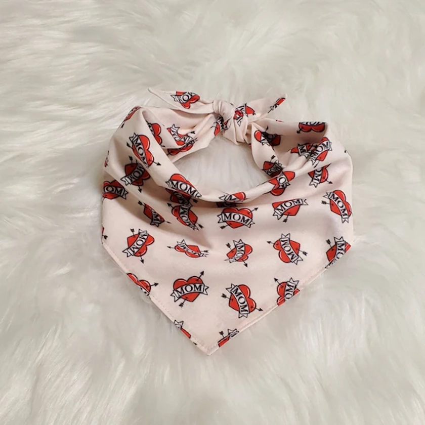 MOM Heart Tattoo Dog Bandana