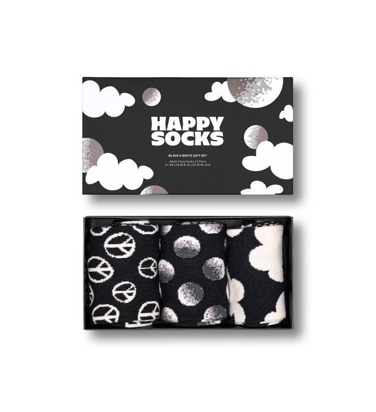 3-Pack Black And White Socks Gift Set
