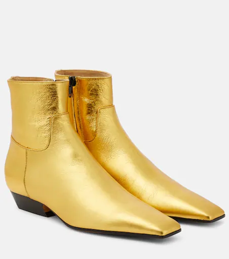 Marfa metallic leather ankle boots in gold - Khaite | Mytheresa