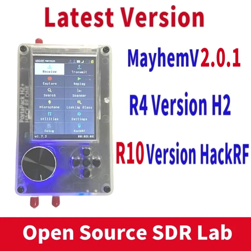 HackRF One R10 Portapack H2 1MHz to 6GHz SDR With Mayhem 2.0.1 Firmware Flashed