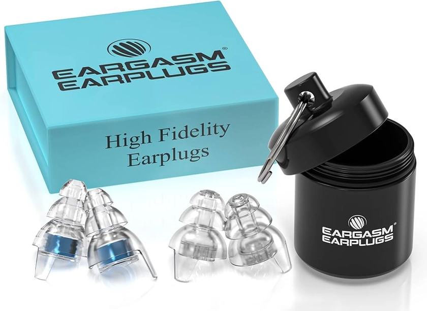 Amazon.com: Eargasm High Fidelity Earplugs with Blue Filters - Reusable Noise Reduction Hearing Protection Ear-Plugs with Carrying Case for Concerts, Festivals, Raves, Musicians, Live Music, Sporting Events : Health & Household