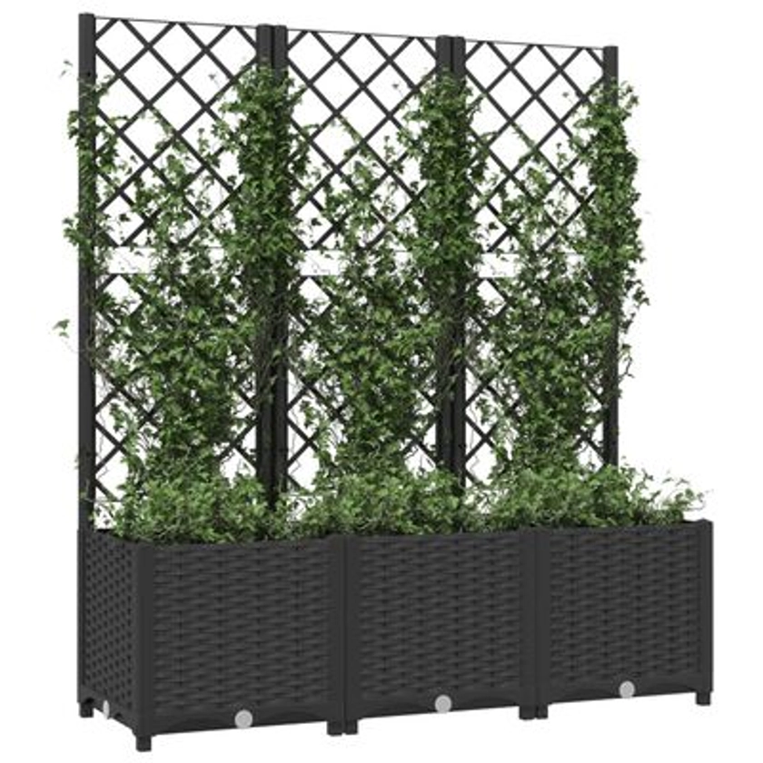 vidaXL Garden Planter with Trellis Black 120x40x136 cm PP | vidaxl-au