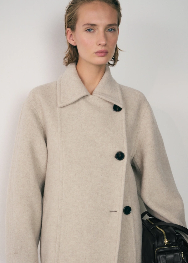 Manteau en laine à double boutonnage - Femme | MANGO France métropolitaine