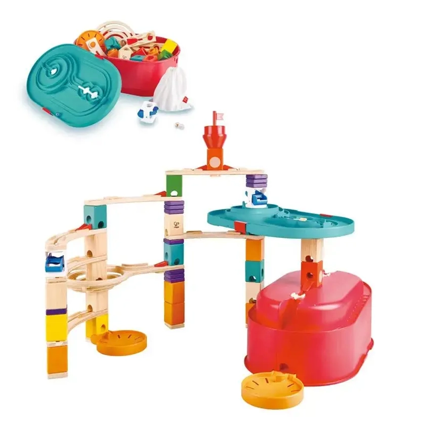 Hape Quadrilla Stack Track Bucket Set Wooden Marble Run Blocks - Hape