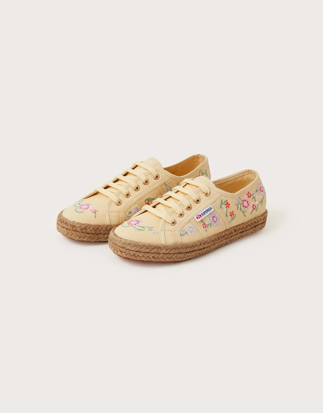 Superga Embroidered Espadrille Trainers Yellow