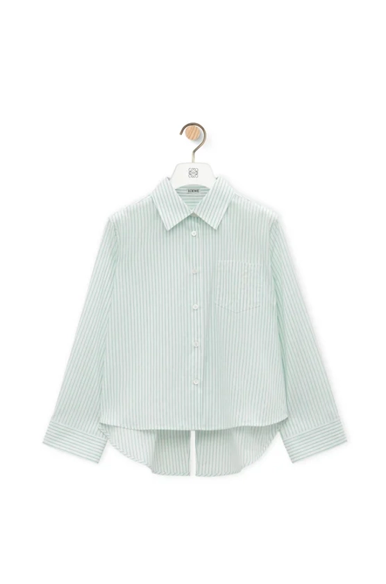 Chemise trapèze en coton Vert/Blanc - LOEWE