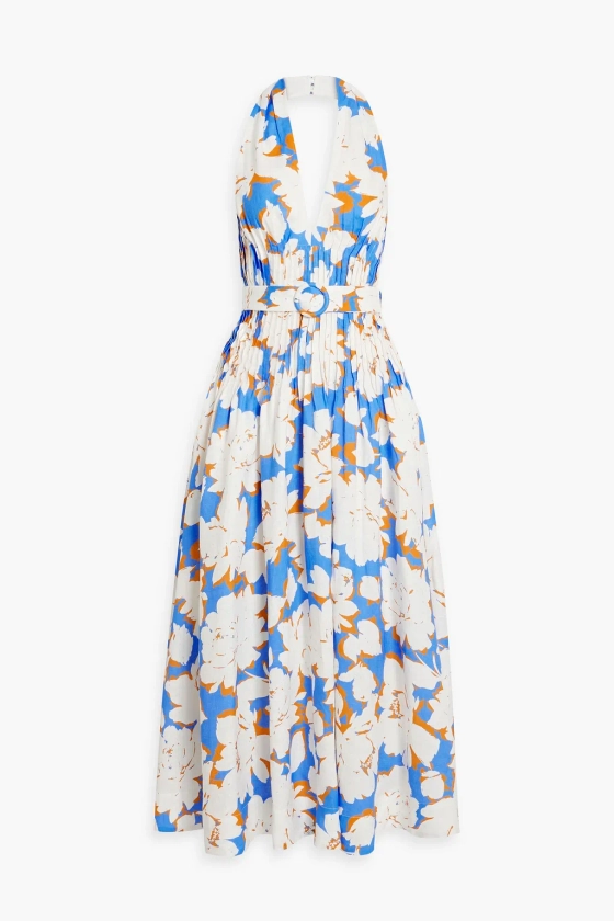 NICHOLAS Calliope pintucked floral-print linen halterneck maxi dress | THE OUTNET