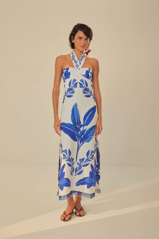 Off-White Blue Yard Sleeveless Maxi Dress