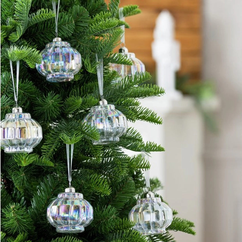 Buy Habitat Pack of 6 Iridescent Shaped Glass Christmas Baubles | Christmas tree decorations | Argos