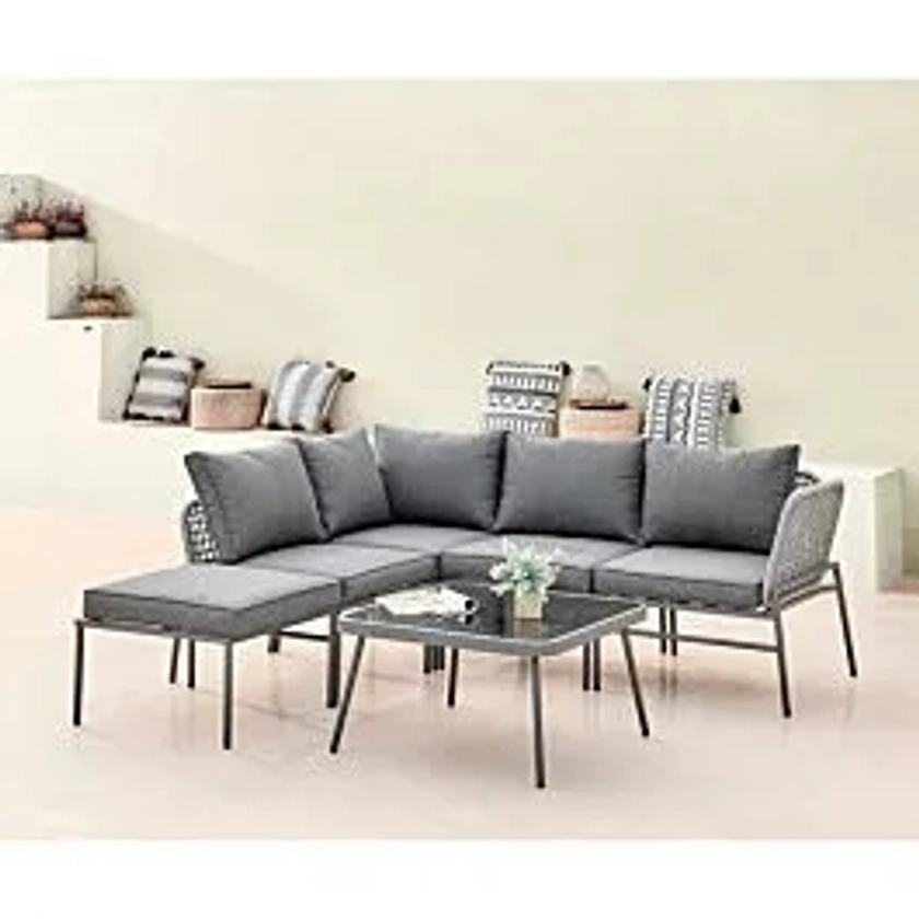 FurnitureBox Maldives Outdoor Sofa Set 4-5 Seat Grey