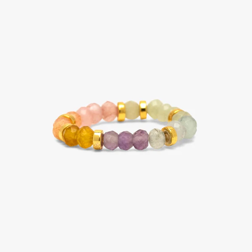 Ombre Rainbow Bead Stretch Ring XS/S