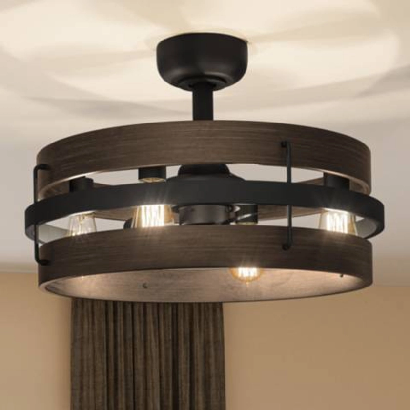 12" Quoizel Moyer Damp LED Matte Black Fandelier Fan with Remote - #018T2 | Lamps Plus