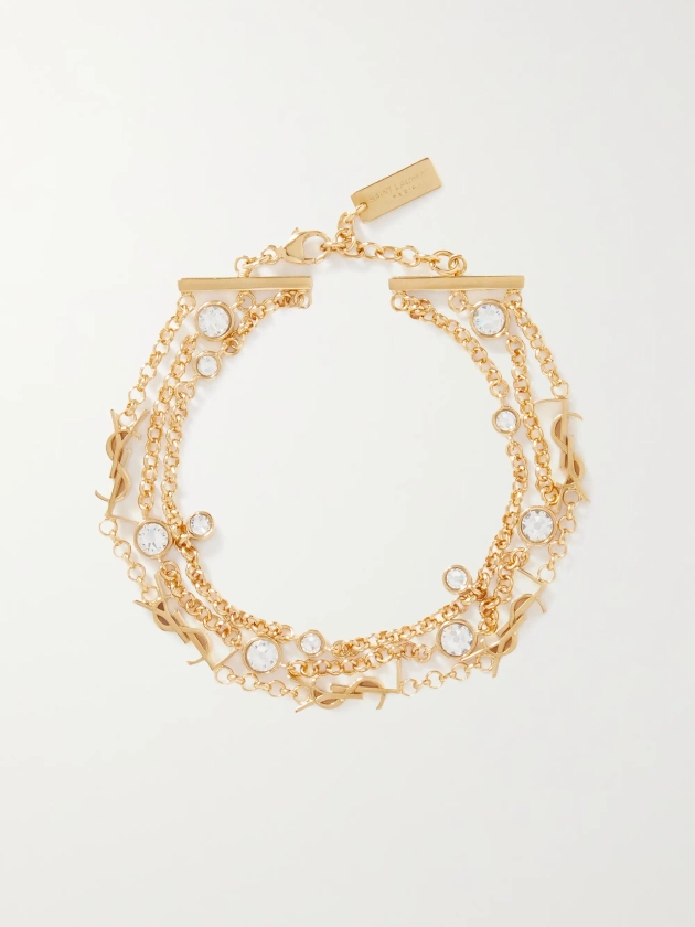 SAINT LAURENT Gold-tone crystal bracelet | NET-A-PORTER