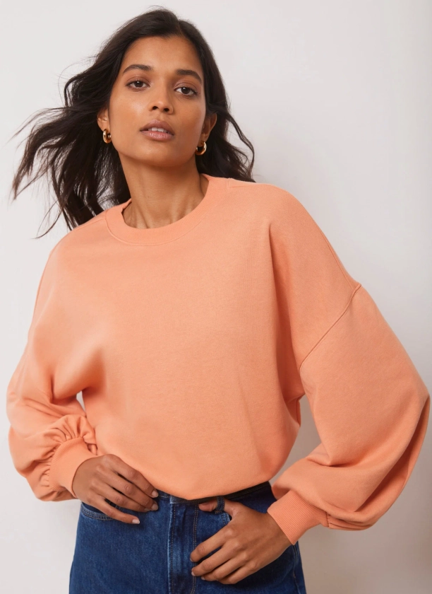 Orange Blouson Cotton Sweatshirt