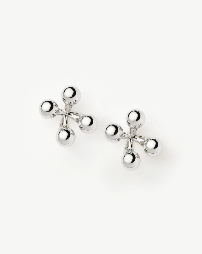 Atom Oversized Stud Earrings | Silver Plated Earrings