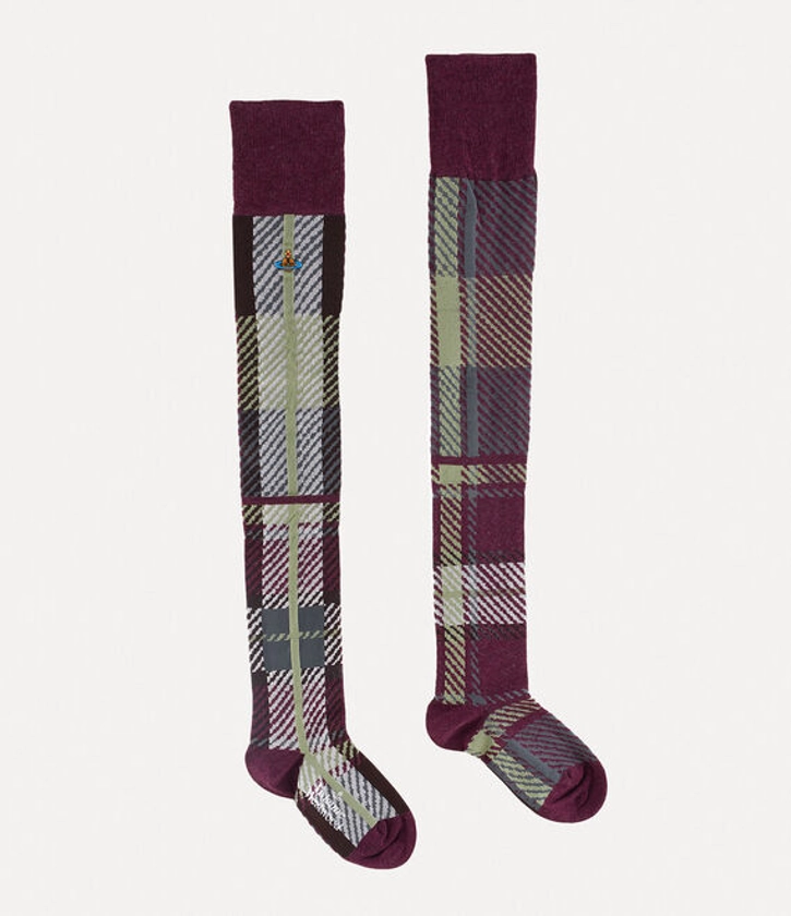 Multi Tartan Over The Knee Sock