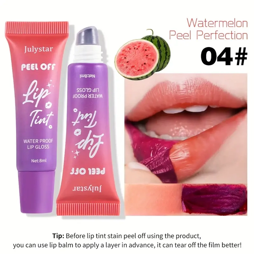 Peel Off Lip Tint Waterproof Lip Gloss In 6 Fruit Infused Colors Moisturizing Durable And Easy To Remove - Beauty & Health - Temu