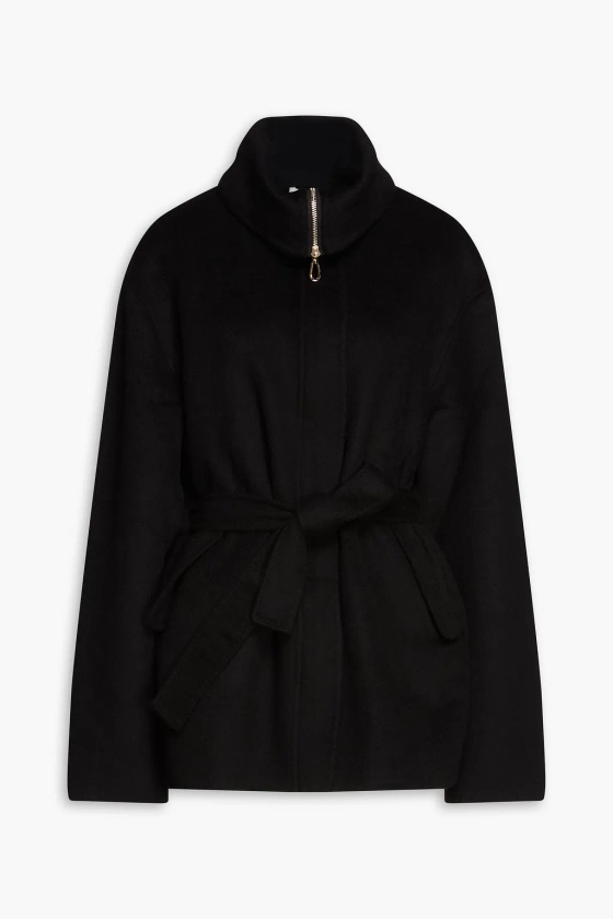 SANDRO Belted wool-felt coat | THE OUTNET